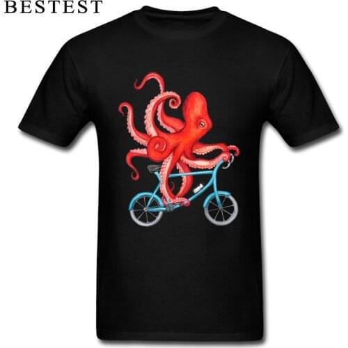 April Men T-shirt 2019 Octopus Tshirt Cthulhu Rider T Shirts Summer Funny Mens Tops Cotton Black Tee Male Moto Biker Clothes