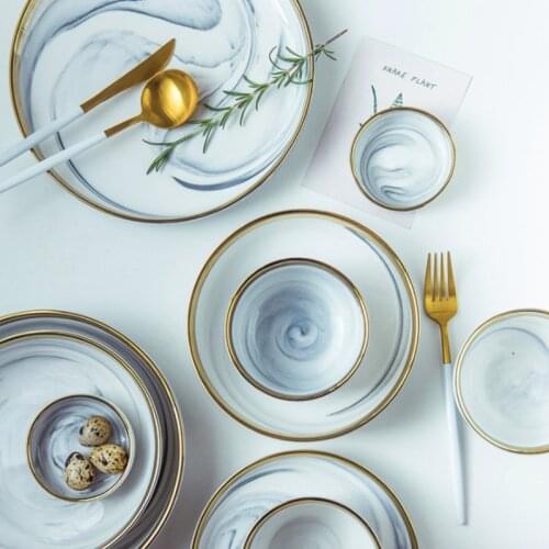 Dinner Plate Set Ceramic Kitchen Plate Breakfast Tableware Set Food Dishes Rice Salad Noodles Bowl Soup Kitchen Tool