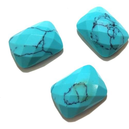 Natural Stone blue turquoise Cabochon Faceted rectangle No Hole Loose Beads For jewelry making DIY Ring necklace accessories