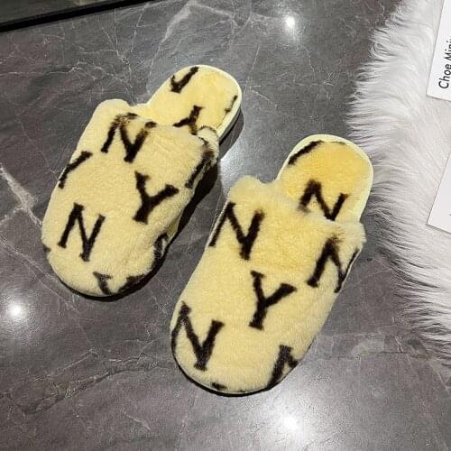 Women 2021 New Autumn and Winter Indoor Fuzzy Slippers Female Flat With Fluffy Slipper Ladies Soft Plush House Light Slippers