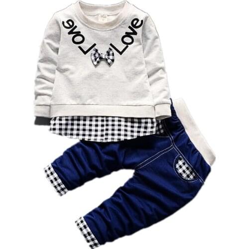 New Spring Autumn Baby Girl Clothes Children Boys Cotton Letter T Shirt Pants 2Pcs/sets Toddler Casual Costume Kids Tracksuits
