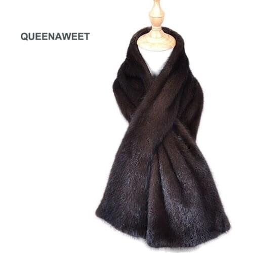 New muffler genuine mink fur women scarf hand knitted mink scarves wholesale and retail natural color