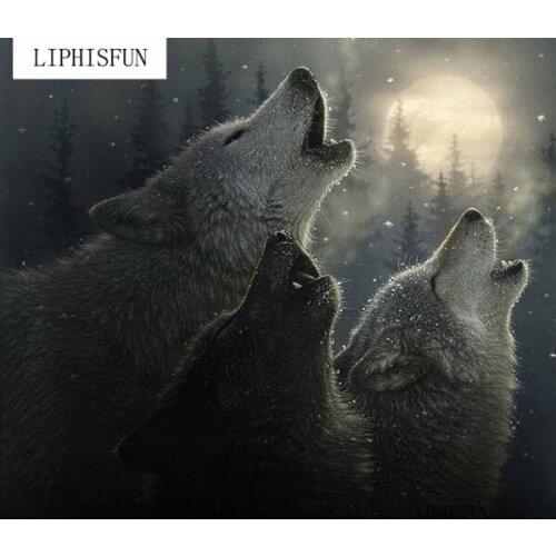 New Needlework Wolf Pack Craft Embroidery Cross Stitch DIY 5D Full Resin Square Diamond Painting Animal Pasted