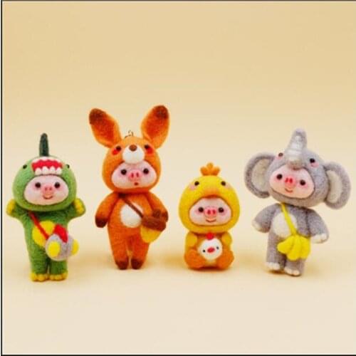 Handmade gifts for pig dolls wool needlepoint kit wool felt needle felting decoration craft needlecraft DIY handmade