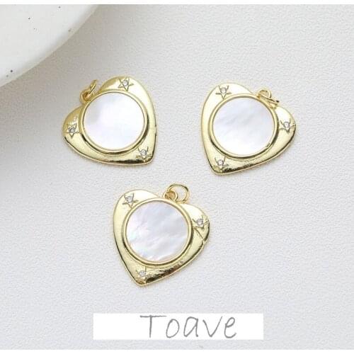 Big Love Sticky Shell Pendant Peach Heart Copper Plated 14K Real Gold Color Preserving DIY Jewelry Pendant Fitting