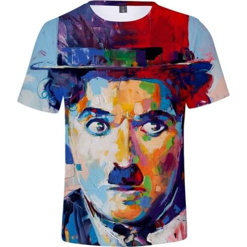 Popular Cool Chaplin T-shirts Short Sleeve Summer 3D Print Mens Womens Fashion Teenage Top Loose Funny Cartoon Anime T Shirts