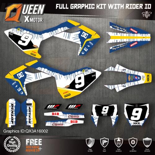 QUEEN X MOTOR Custom Team Graphics Decals Stickers Kit For Husqvarna Decal 2016-18 TC FC TX FX FS 17-19 TE FE 125-450CC 02