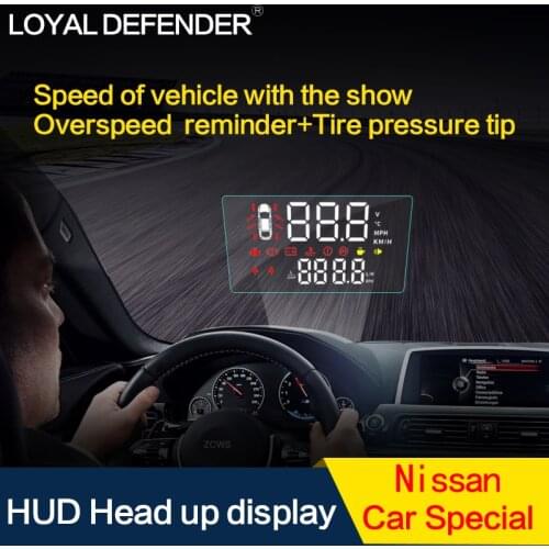 Loyal Defender car HUD Head Up Display Windshield Projector Auto Overspeed Warning System Voltage Alarm OBD2 Car for Nissan
