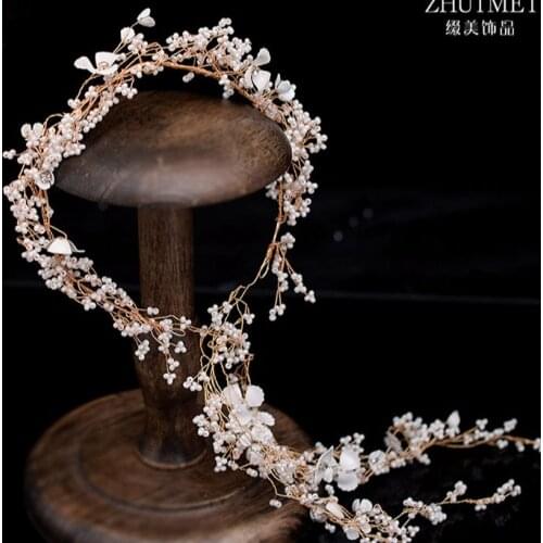 Bridal Hair Band Bead long Headdress Fairy Beautiful Celebrity Wedding tiara Versatile Fairy Bridesmaid Headband