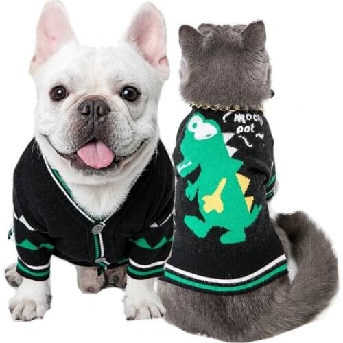 Pet dog sweater cat sweater dog clothes for small dogs green dinosaur dog clothes pet clothes chihuahua french bulldog puppy