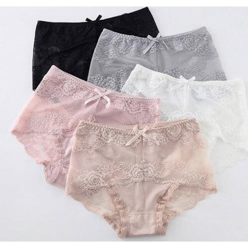 2021 Spring Summer Top Hot 100 kg Big Plus Sexy Transparent Lace Panties Women Soft Briefs Factory Drop Shipping wt116