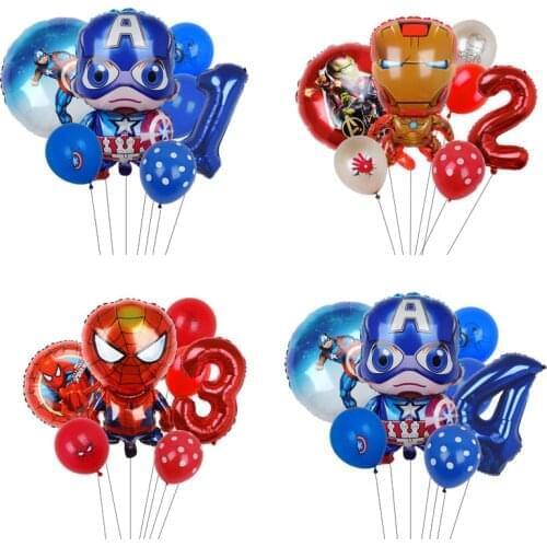 7pcs MARVEL Hero Party Balloon Spider Iron Captain America Foil Balloon Baby Shower Birthday Party Decorations Kids Toys Gifts