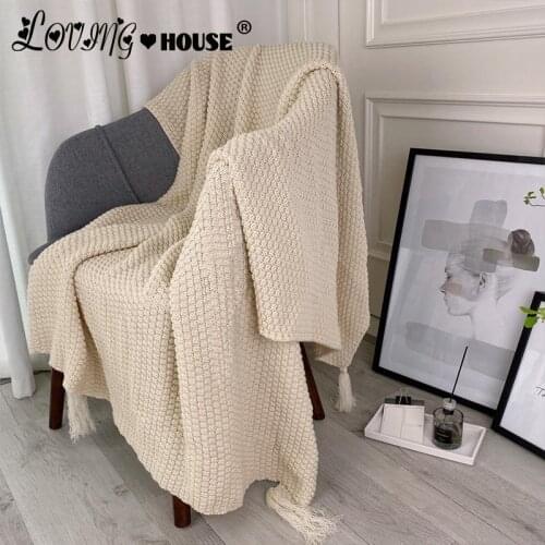 Knitted Blanket Weaving Blanket Mat Throw Chair Decor Warm Yarn Knitted Blanket Home Decor throw blanket Decorative sofa blanket