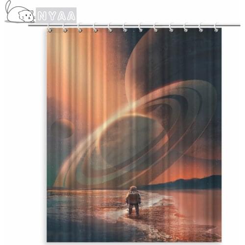 Funny Space Astronaut 3d Printed Shower Curtains Set Polyester Waterproof Child Boy Bath Curtain Bathroom Screen Curtain