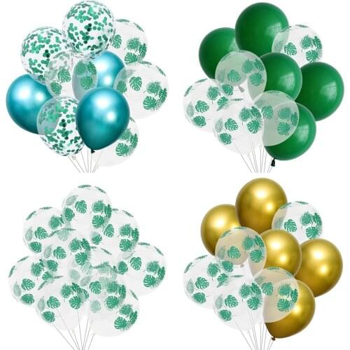 10pcs/set 12inch Green Latex Balloons Palm Leaf Safari Hawaii Party Globos Birthday Wedding Tropical Summer Party Decorations