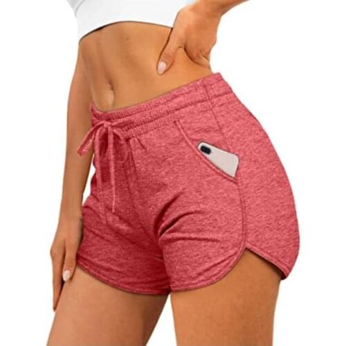 2021 newest Women Letter Print Sport Shorts Irregular Hem Drawstring Waist Short Pants with Pockets Yoga Shorts for Summer