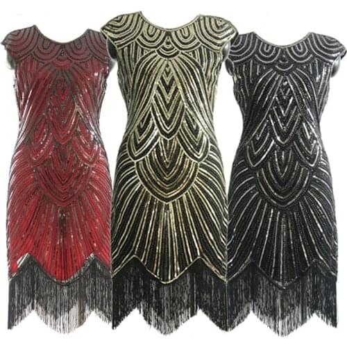 New Women 1920 s Flapper Dresses Vintage Great Gatsby Sequin Beads Party Dress Art Deco Double Sexy Sleeveless Costume