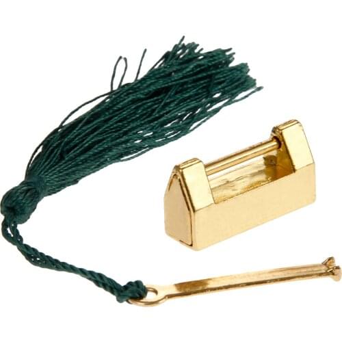 1Pc Vintage Antique Golden Lock Zinc Alloy Chinese Old Style Retro Keyer Padlock Key Pendant Rope Jewelry Wooden Box Drawer
