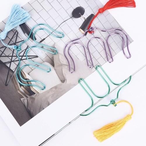 1PCS Music Book Tabs Clip Electroplated Metal Bookmark Rose Gold Page Holder Paper Clip Music Folder With Tassel