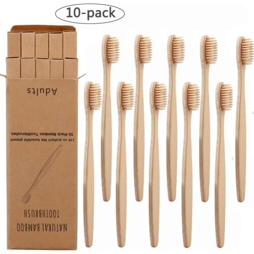 10Pcs Toothbrush Bamboo Soft Rainbow Fibre Toothbrush Biodegradable Teeth Brush Bamboo Handle Toothbrush