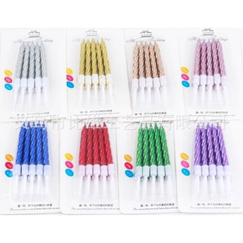 10pcs/box Threaded Candle Safe Flames For Anniversary Wedding Birthday Party Cake Topper Decoration Candles
