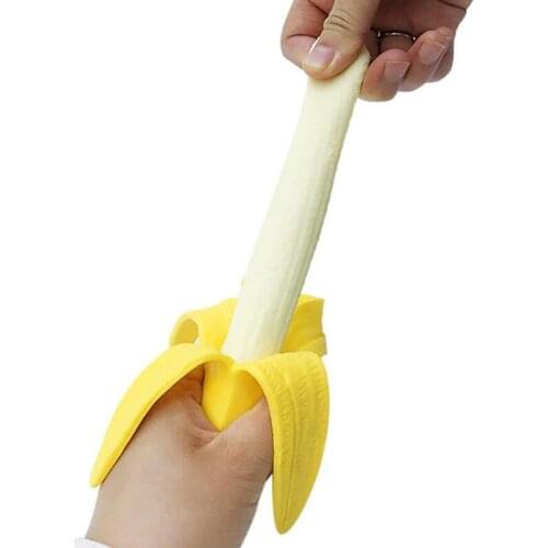 10PCS Wholesale Funny Banana Stretchy Squeeze Simulation Food Fruit Decompress Stress Relieve Cute Toy Gift