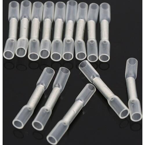 PJ-121W-Z 100PCS 26-24 AWG Insulated Heat Shrink Butt Connectors Waterproof Wire Electrical Crimp Terminals Connect Tube for Car