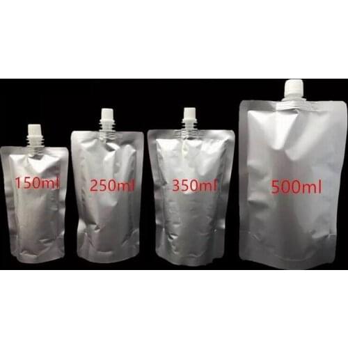150ml/250ml/350ml/500ml Empty Doypack Pure Aluminum Foil Spout Bag Drinking Milk Stand Up Spout Mylar Party Pack Jelly Bags