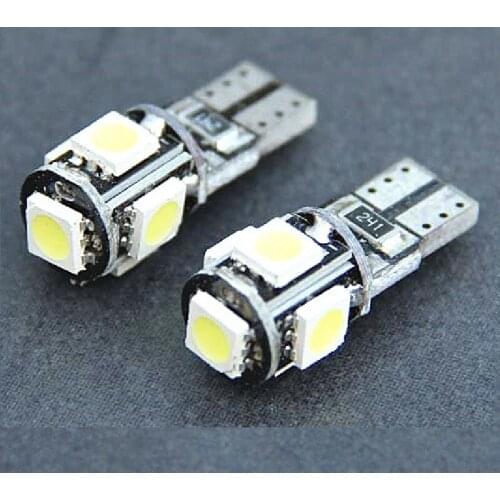 2Pcs T10 CANBUS W5W 5050 5SMD Reading Dome Lamp Car LED 168 194 192 DC 12V License Plate Bulbs Marker Light Wedge Lights White