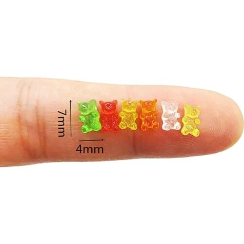 20Pcs Mini Resin Colorful Bear Ornaments DIY Crafts Dollhouse Candy Decoration