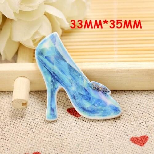50pcs 33*35MM Cartoon Resin Flatback Girls Crystal Glass High Heels Planar Resin Cabochon for DIY Holiday Decoration DL175