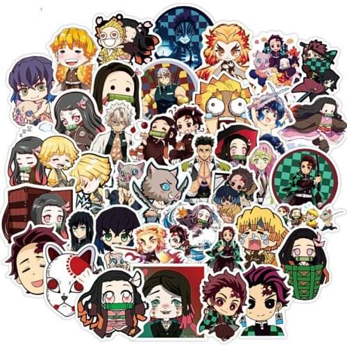 50Pcs Anime Demon Slayer Kimetsu No Yaiba Stickers PVC Graffiti Decals Skateboard Sticker For Laptop Motorcycle Luggage DIY Toys