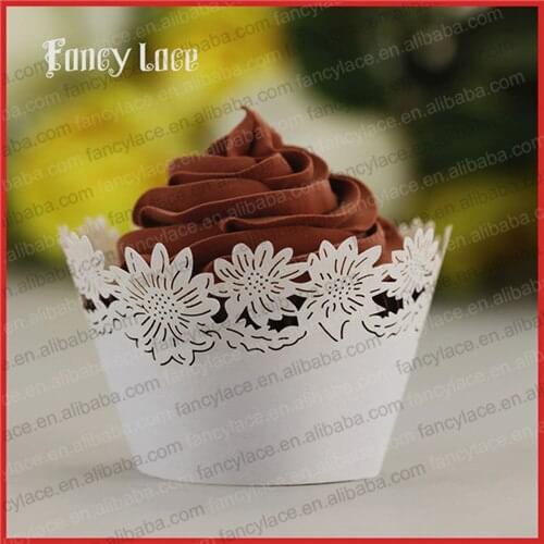 50pcs Party Cupcake Wrappers Laser Hollow Out Flower Paper Cupcake Wrappers Baptism Shower Party Table Decorations Supplies