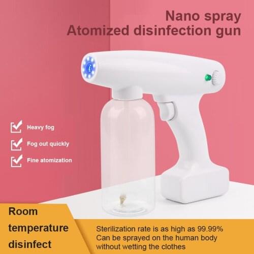 500ML Portable Electric Sanitizer Sprayer Blue Light Rechargeable Nano Water Spray Gun Adjustable Spraying Distance Atomizador