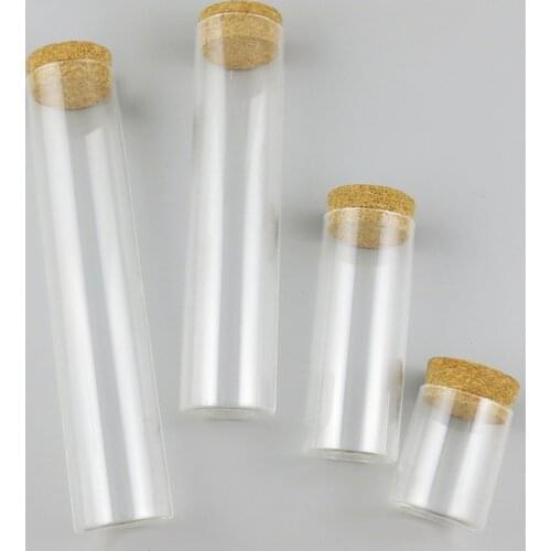 6 x 80ml 200ml 380ml 550ml Clear Glass Tubes with Wood Cork Larger Cork Stopper Wishing Bottle Lucky Bottle Candy Storage Tube