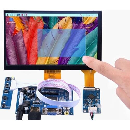 7 inch 1024x600 High Resolution Screen+7 inch Capacitive Touch Panel+HDMI/VGA/S-Video driver board DIY kits for Raspberry Pi