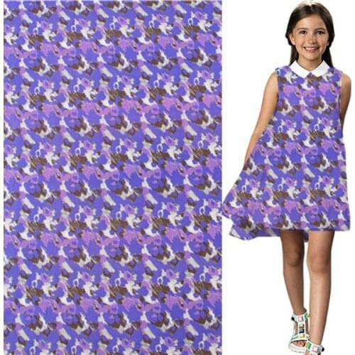 Abstract blue and purple camouflage color silk cotton fabric 12momme,SCT423
