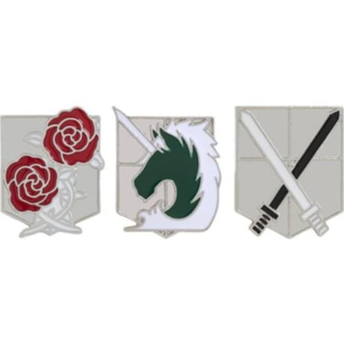 Anime Jewelry Wholesale Attack On Titan Brooch Pin Wings of Liberty Floral Knife Freedom Scout Regiment Legion Survey Recon Corp