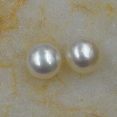 Free shipping 7mm button freshwater half drilled pearl