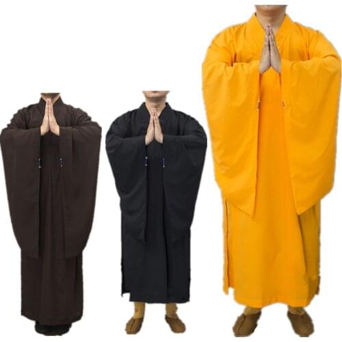 Unisex Buddhist Clothes Monk Robe Zen Meditation Shaolin Temple Kung Fu Uniform 3Colors Breathable Monk Costume Robes