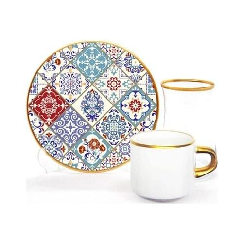 Drop Focus Tea Coffee Set 18 Pieces Tile Art