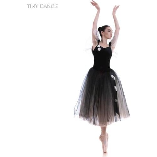 Child & Adult Ballet Dance Stage Costume Black Velvet Romantic Ballet Tutu Leotard Dress Off the Shoulder Ballet Tutus 18439