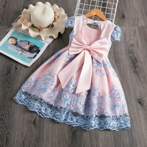 Summer Kids Dresses For Girls Baby Embroidered Formal Princess Dress for Girl Elegant Birthday Party Wear Baby Girl Clothes