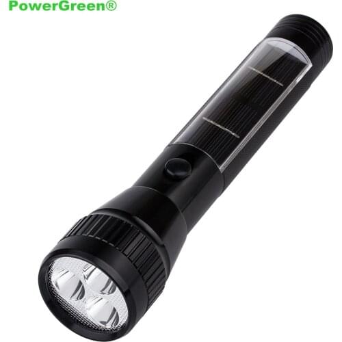 Solar Flashlight PowerGreen 2000mAh Battery Emergency Solar Power Bank Solar Torch Light Solar Lamp for Camping for Travelling