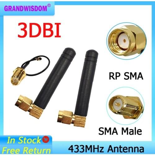 433MHz Antenna 3dbi RP-SMA Connector Plug 433 MHz Directional Antena Small Size Waterproof Antenne +21cm SMA Male Pigtail Cable