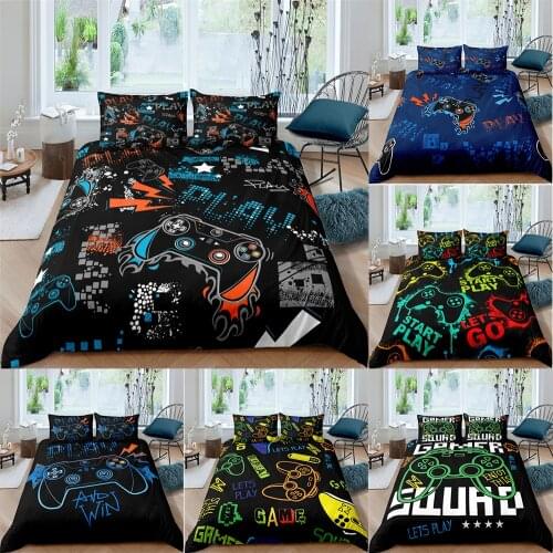 3D Printed Game Bedding Set Adults Teens Gamer Queen King Single Size 2/3 Pcs Comforter Duvet Cover With Pillowcase Bedclothes