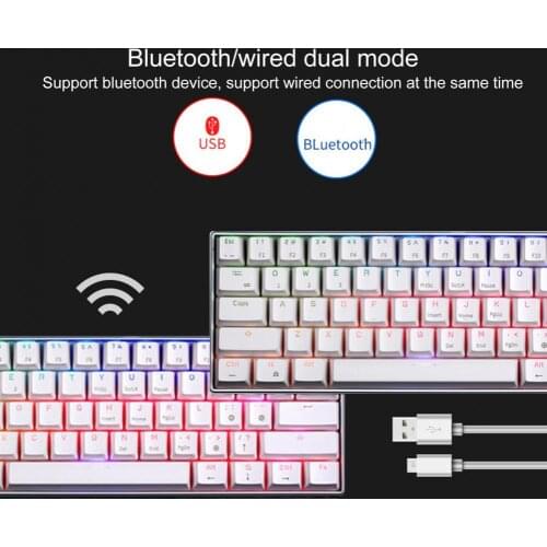 RK61 Pro RGB Mechanical Keyboard Triple-Mode 61-Key Bluetooth USB Gaming Wired Keyboard For Mobile Phone Tablet Computer