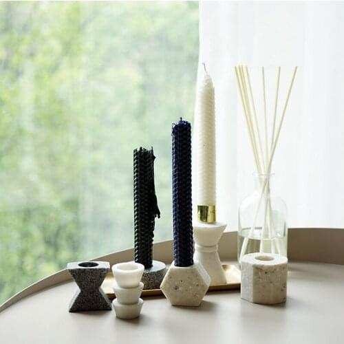 Mini Candle Holder Concrete Mold Geometric Candlestick Cement Clay Crafts Mould Creative Gypsum Plaster Silicone Molds