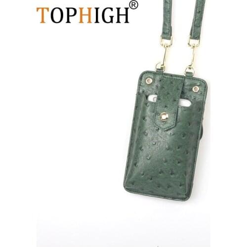 TOPHIGH Fashion INS Business Credit Slim Women Credit ID Holder Phone Purse Holder Pouch Ostrich Python Leather Card Wallets