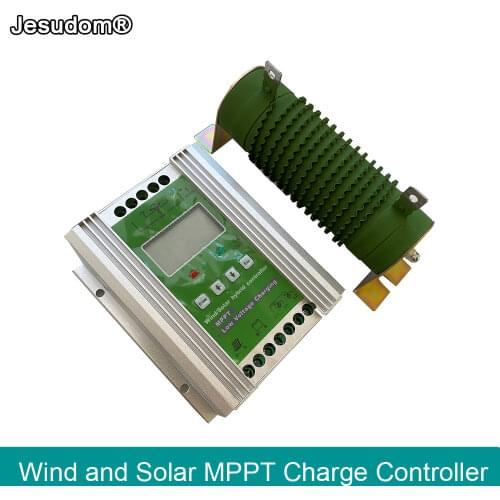 MPPT 300W 500W 800W 1000W Wind and Solar Hybrid Charge Controller 12V24V48V Auto with Dumpload to Supply Batteries Bank